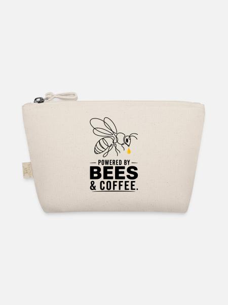 Bee with Drops in One Line Design - Organic Pouch - nature
