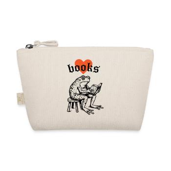 Lustiger Frosch liebt Bücher - Bio-Täschchen - Natur - Vorne