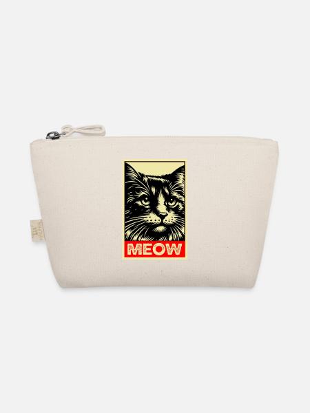 Meow Cat Retro Poster Cats Gift - Organic Pouch - nature