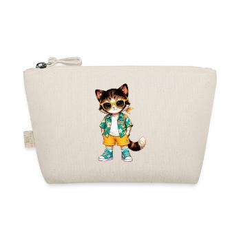 Hawaiian Tropical Cat Yellow Glasses - Organic Pouch - nature - Front