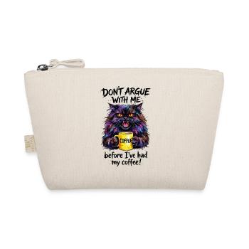 Cat Coffee Watercolor Morning Grouch - Organic Pouch - nature - Front