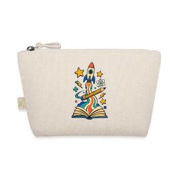 Start of school rocket from book with pencil - Organic Pouch - nature - Front