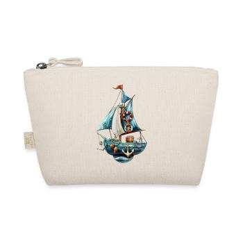Vintage-blaue Segelyacht - Bio-Täschchen - Natur - Vorne