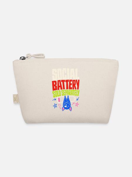 Social Battery leer – Lustige müde Fledermaus - Bio-Täschchen - Natur