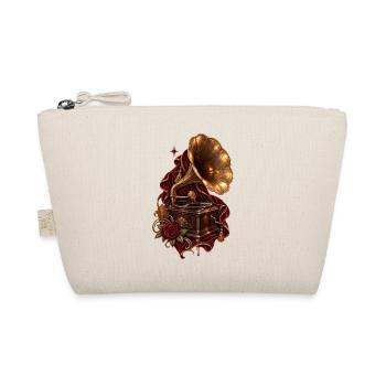 Vintage Grammophon mit roter Rose - Bio-Täschchen - Natur - Vorne