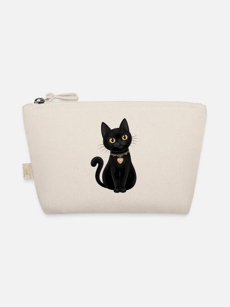 Elegante Schwarze Katze - Bio-Täschchen - Natur