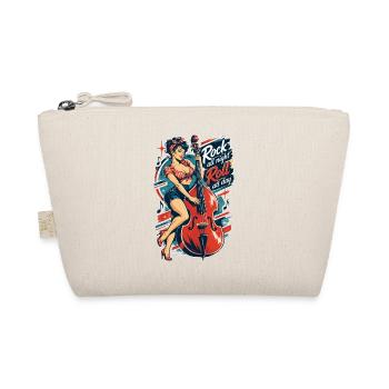 Rockabilly Pin-Up Girl mit Kontrabass Retro - Bio-Täschchen - Natur - Vorne