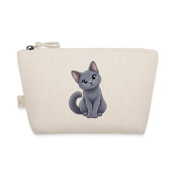 Russisch Blau Kawaii Style – Süße Katze - Bio-Täschchen - Natur - Vorne