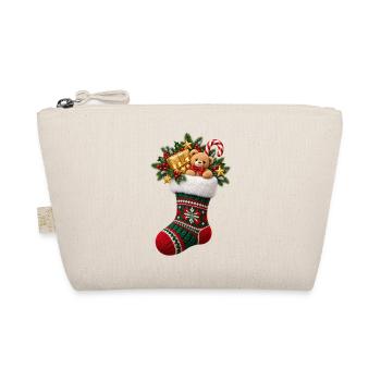 Weihnachtsstrumpf mit Teddy - Bio-Täschchen - Natur - Vorne