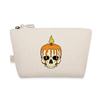 Totenkopf Kerze Flamme Gothic Skull Vektor Shirt - Bio-Täschchen - Natur - Vorne
