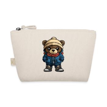 Bär mit Winterjacke Mütze und Schal - Bio-Täschchen - Natur - Vorne