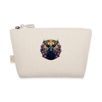 Deer Power Animal & Flowers, Traditional Shirt Village Festival - Organic Pouch - nature - Front