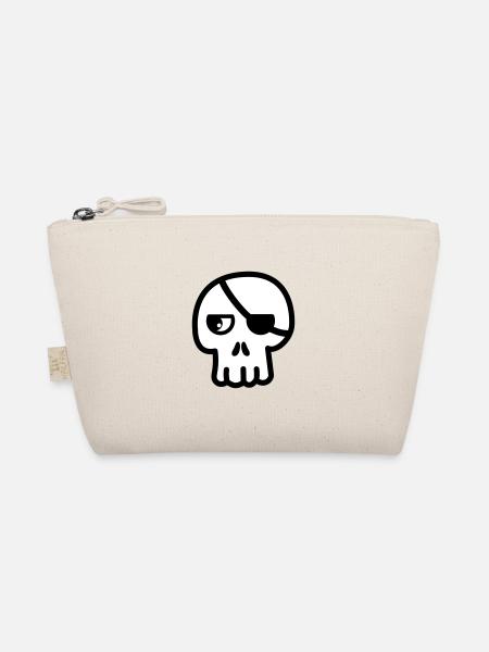 Totenkopf Augenklappe Kawaii - Bio-Täschchen - Natur - Vorne