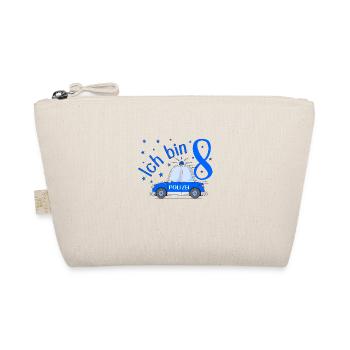Police Car I'm 8 Birthday Blue - Organic Pouch - nature - Front