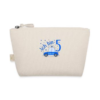 Police Car I'm 5 Birthday Blue - Organic Pouch - nature - Front