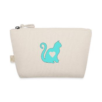Turquoise cat heart silhouette cat lover black - Organic Pouch - nature - Front