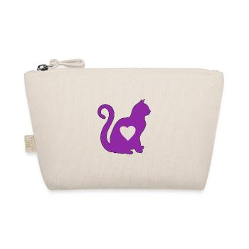 Violet cat heart silhouette cat lover black - Organic Pouch - nature - Front