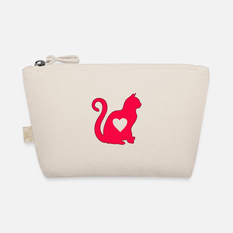 Rot katze mit herz silhouette katzenlover katzen Bio-Täschchen
