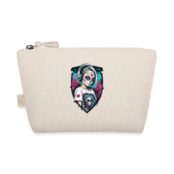 Sugar Skull Girl in a Shield Frame - Organic Pouch - nature - Front