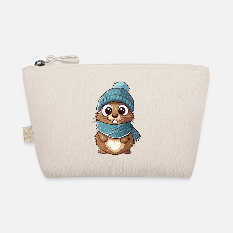 Mignon gopher avec écharpe et chapeau à pompon. Trousse biologique