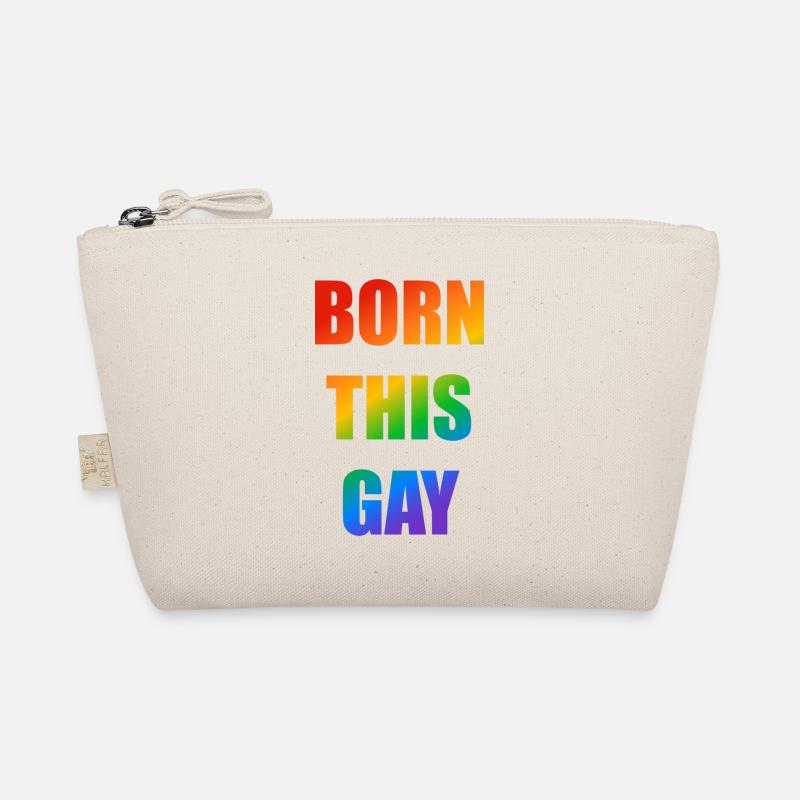 Born this gay rainbow text Organic Pouch