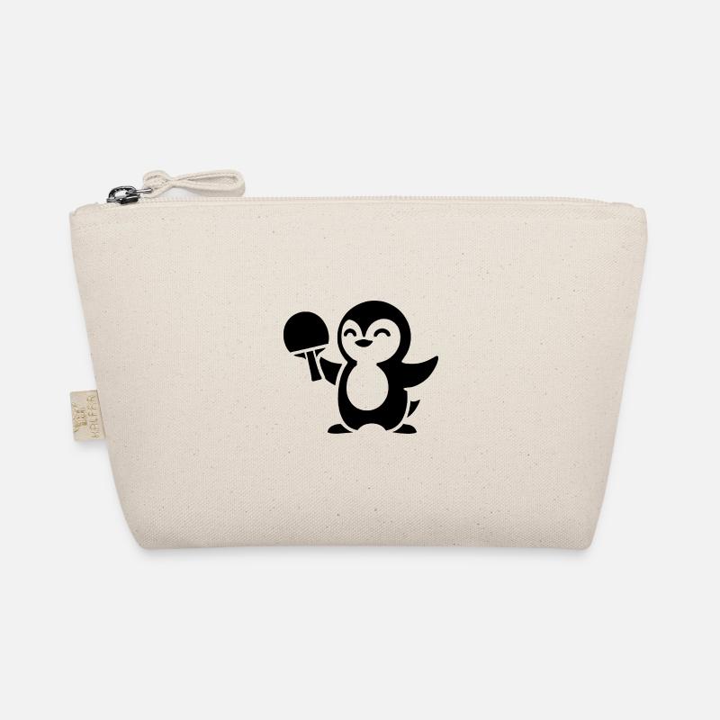 Minimalistischer Pinguin Tischtennis Silhouette Bio-Täschchen