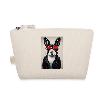 Rabbit with sunglasses and leather jacket - Organic Pouch - nature - Front