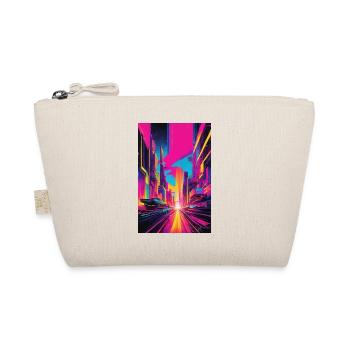 Vibrant Neon Cityscape, Futuristic Urban Art - Organic Pouch - nature - Front