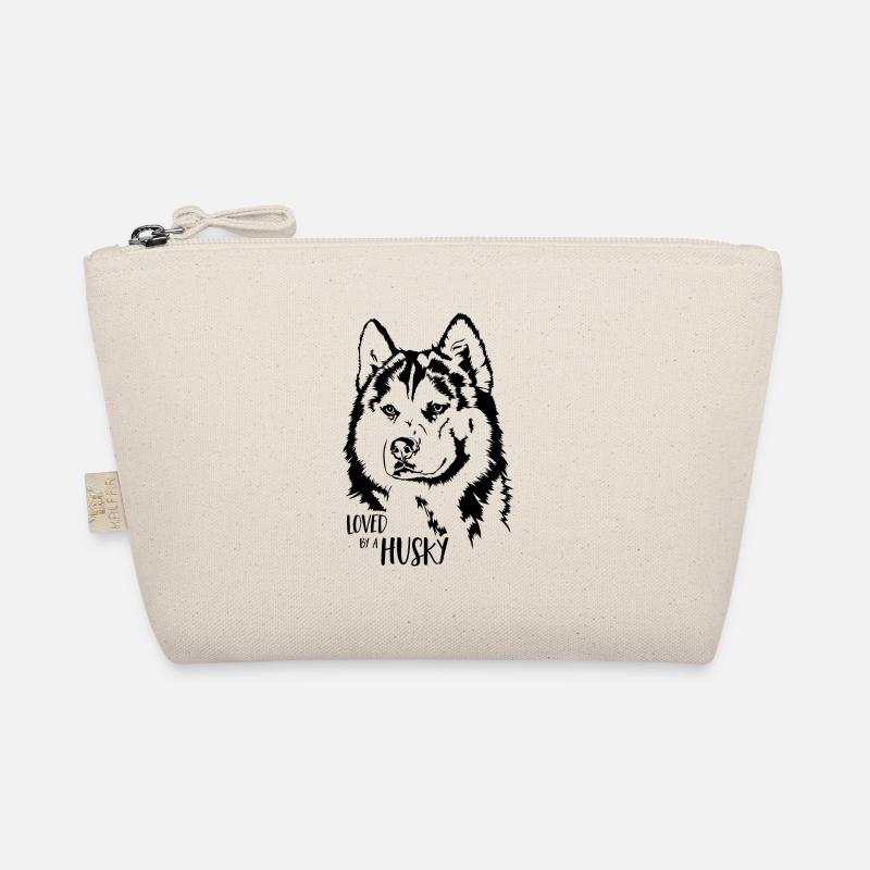 Loved by a Husky Hundespruch Hunde Wilsigns - Bio-Täschchen - Natur