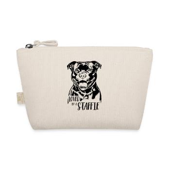 Loved by a Staffie Staffordshire Bull Terrier Dog - Organic Pouch - nature - Front