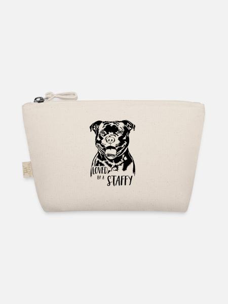 Loved by a Staffy Staffordshire Bull Terrier Hund - Bio-Täschchen - Natur - Vorne