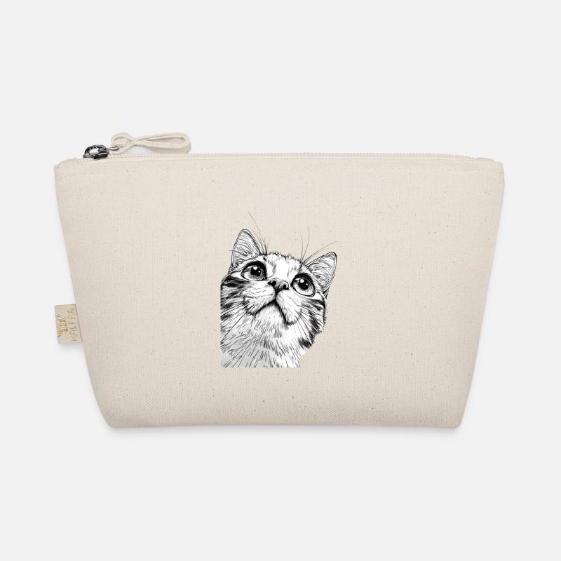 Schwarz-Weiß Mickey Katze - Bio-Täschchen - Natur
