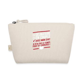 "Célibataire en couple avec mon chat" humour - Trousse biologique - nature - Devant