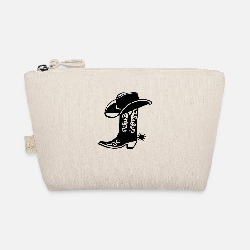 Cowboy Hut Stiefel Logo - Bio-Täschchen - Natur