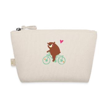 Bear rides bike with heart - Organic Pouch - nature - Front
