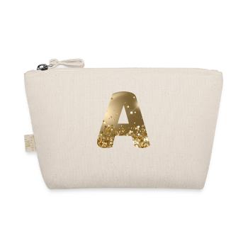 Customizable Monogram A Gold Glitter - Organic Pouch - nature - Front