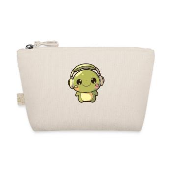 Kawaii Niedlicher glücklicher bunter Frosch mit Kopfhörern - Bio-Täschchen - Natur - Vorne