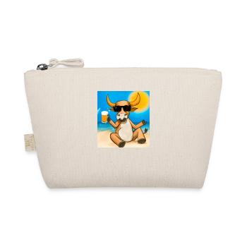 Bull with sunglasses and beer on the golden beach - Organic Pouch - nature - Front