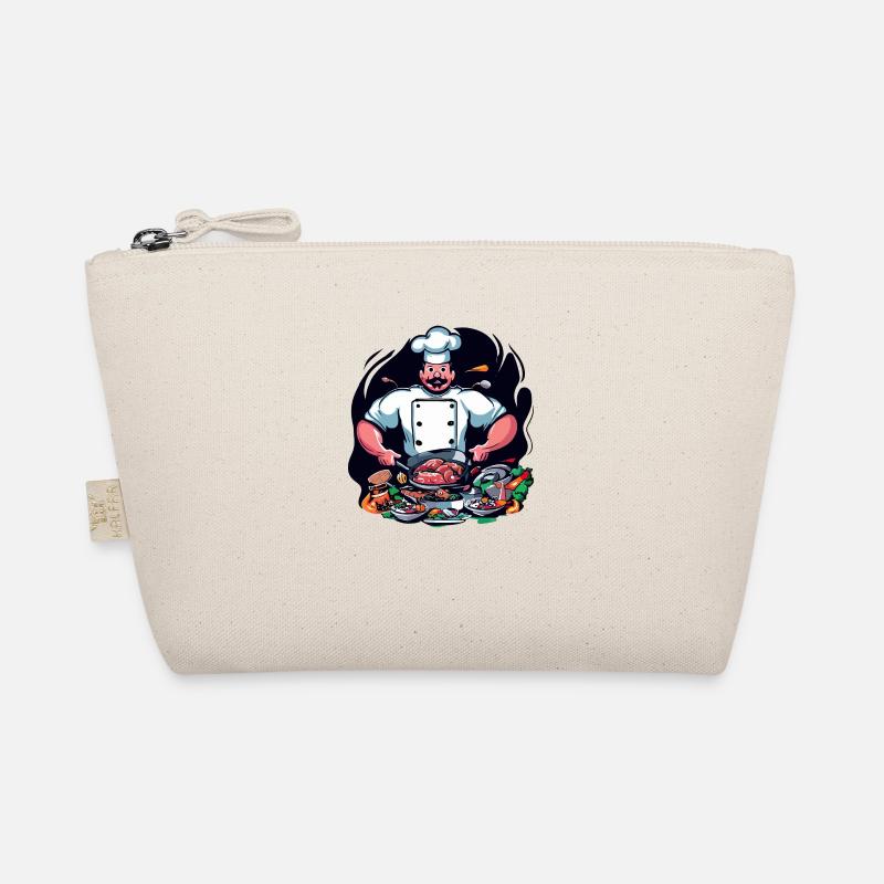 COOLES TSHIRT. EIN KOCH, DER EINE GROSSE MAHLZEIT ZUBEREITET Bio-Täschchen