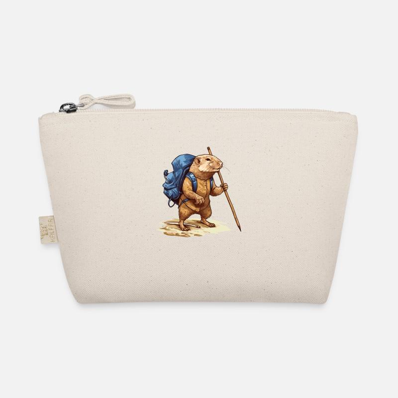 Mole rat with backpack and walking stick Organic Pouch