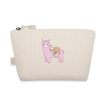 Alpaca Sloth Pink Lama Guanaco sleeping tired - Organic Pouch - nature - Front