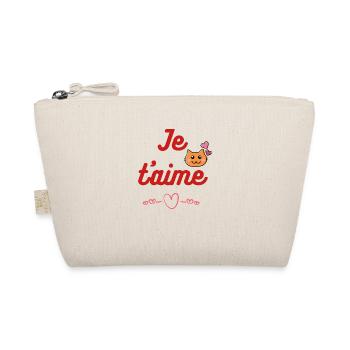 Cat Love - French I Love You - Organic Pouch - nature - Front