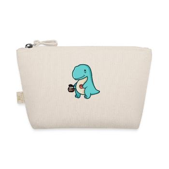hugadino Dino mit Kaffeesucht, süßer Dinosaurier - Bio-Täschchen - Natur - Vorne