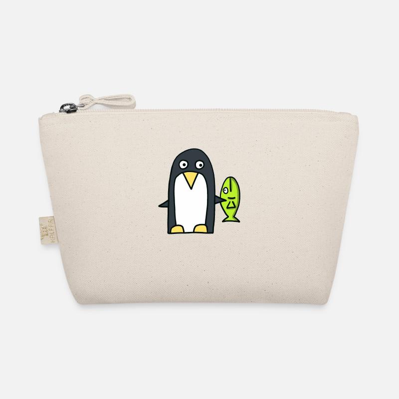 Pinguin mit Fisch - Bio-Täschchen - Natur