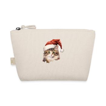 Chat avec un bonnet de Noel, t shirt, mug - Trousse biologique - nature - Devant
