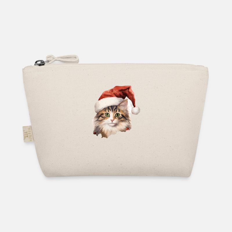 Chat avec un bonnet de Noel, t shirt, mug Trousse biologique