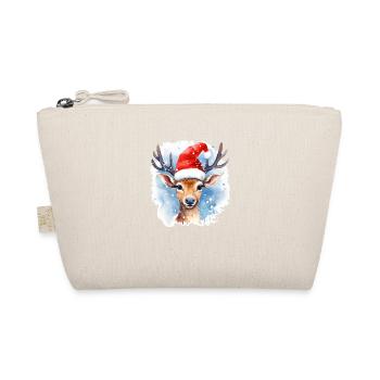 T-shirt de Noël avec chapeau de père Noël cerf - Trousse biologique - nature - Devant