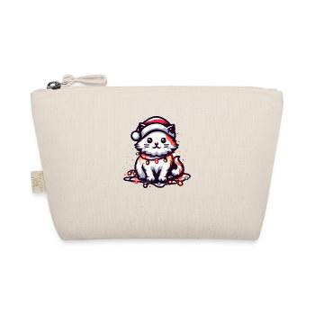 Mignon chat de Noël père Noël chapeau lumières de Noël - Trousse biologique - nature - Devant
