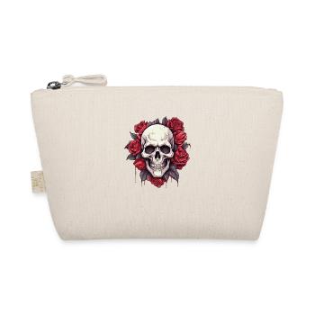 Skull and Roses Gothic Floral Art - Organic Pouch - nature - Front
