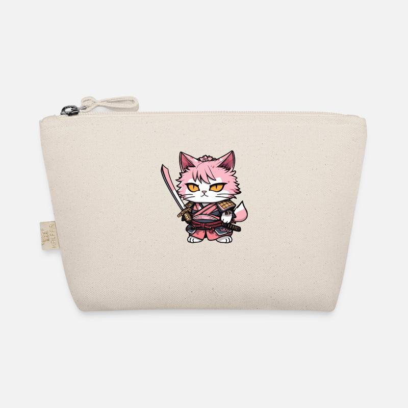 Samurai Cat & Cherry Blossoms #13 Organic Pouch